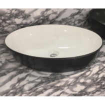 ECT CEILINE ABOVE COUNTER BASIN COLOUR GLOSS WHITE INSIDE, BLACK OUTDISE USE 32mm WITHOUT OVERFLOW WASTE-NOT INCLUDED